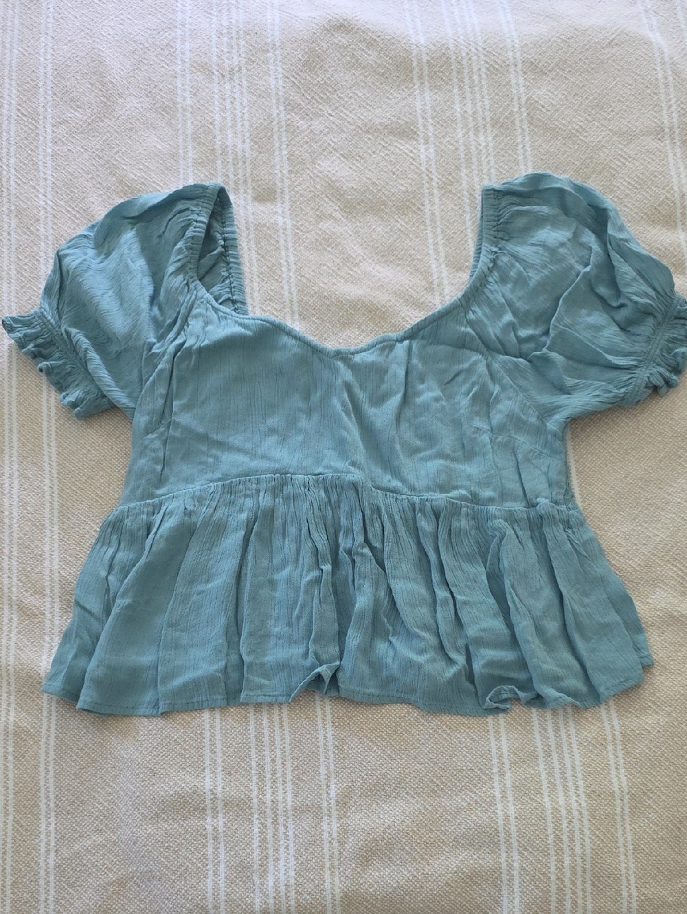 O'Neill Sky Blue Puff Sleeve Peplum Top